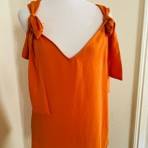 CeCe XL V-neck Orange Blouse reg $54